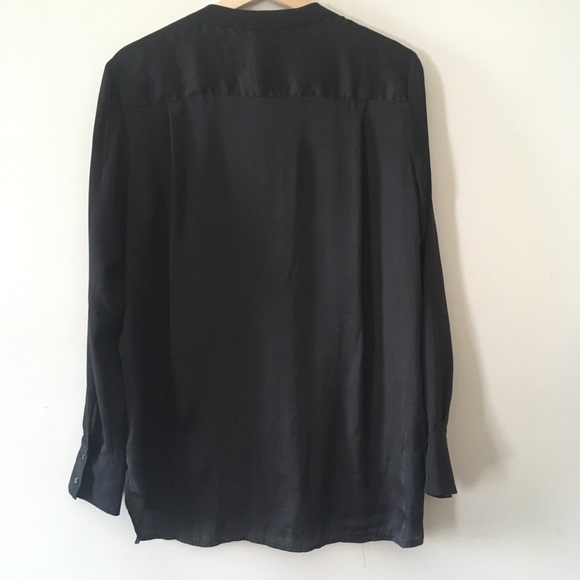 CLOSET CLEAR OUT - sophisticated black georgette and satin oversized shirt - Picture 2 of 10